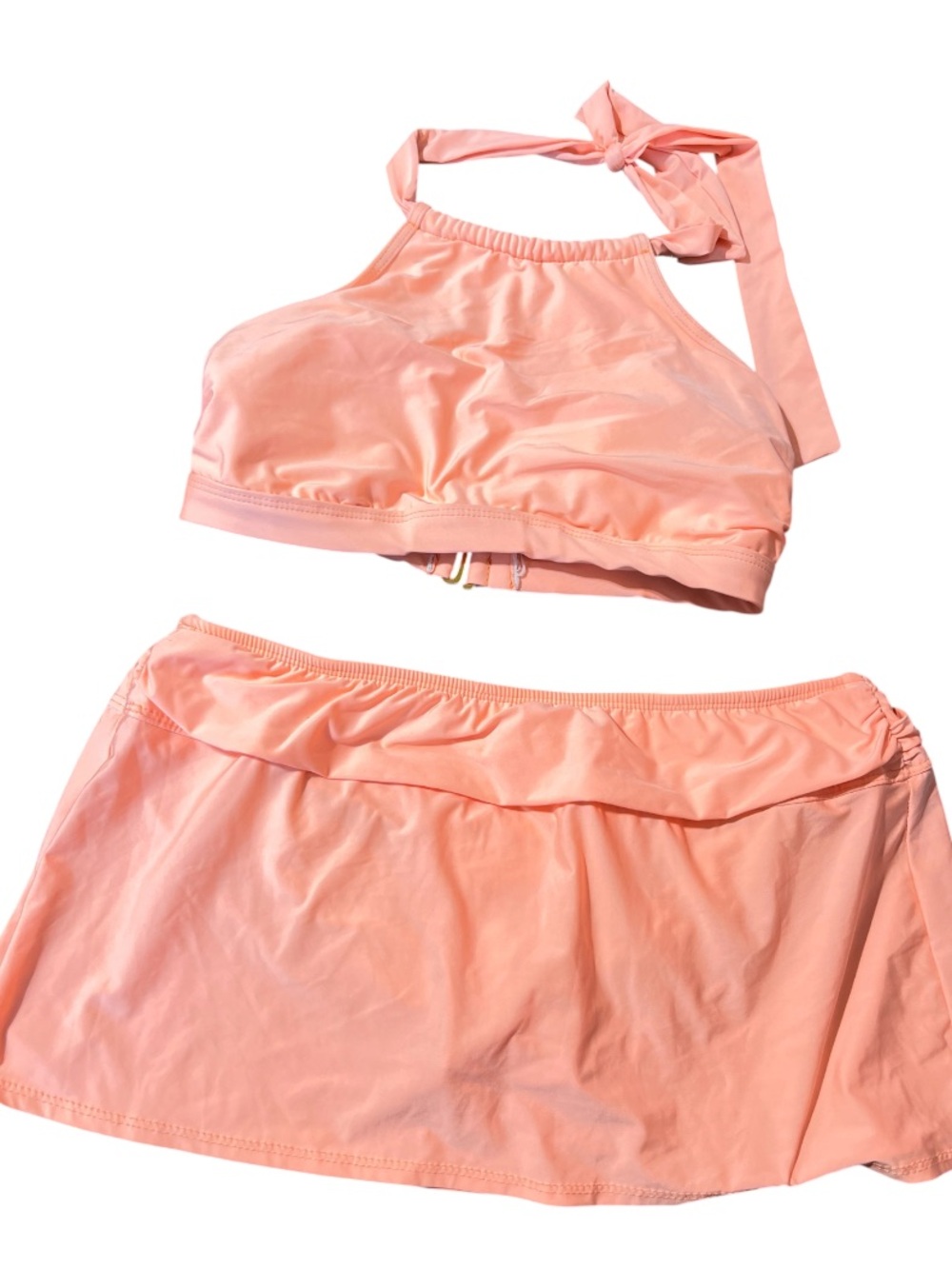 ANTONIO MELANI Peach Halter Bikini Top with Swim Skirt